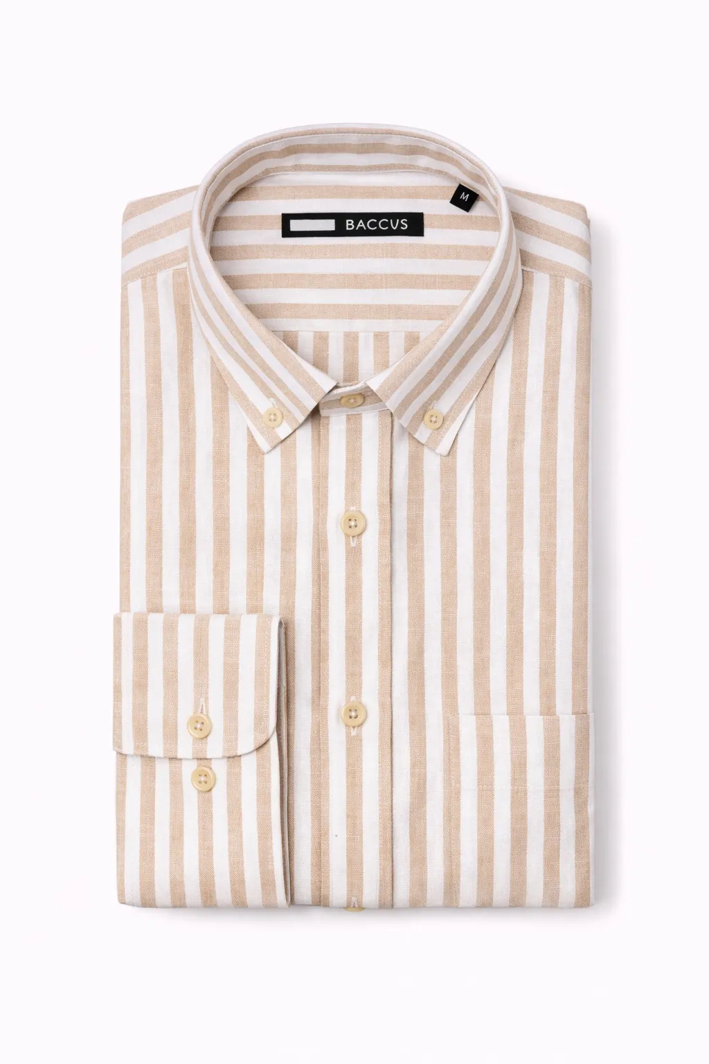 Camisa de linho e algodão bege, coleção SS26 Baccus