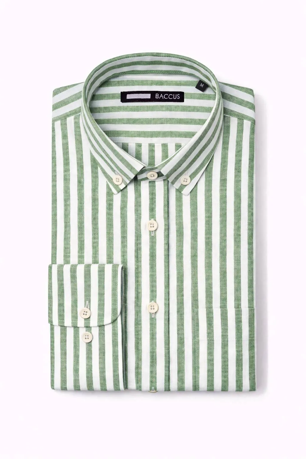 Camisa de linho e algodão verde, coleção SS26 Baccus