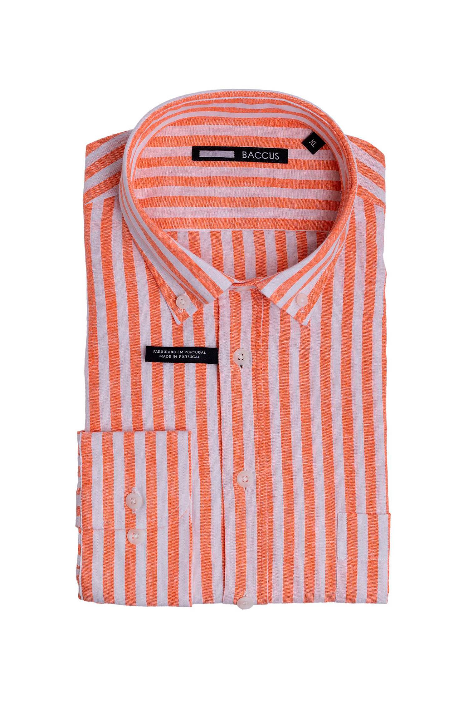 Camisa de linho e algodão laranja, coleção SS26 Baccus